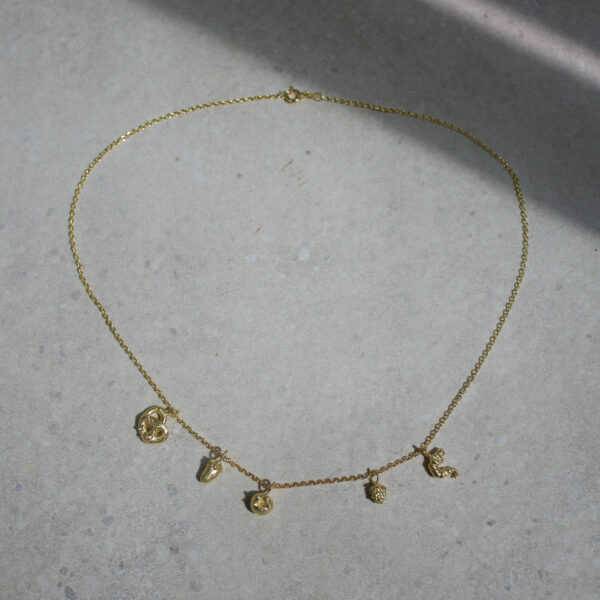 Ankerkette Gold mit Anhängern Nahaufnahme von Ankerkette aus Silber Vergoldet