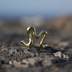 Nahaufnahme eines Rings mit einem M
